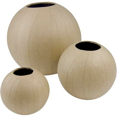 décopatch HD004Opack Un Lot de 3 supports en papier brun mâché 11x11x10,5 cm Waterproof Vase boule décopatch HD004Opack Un Lot de 3 supports en papier brun mâché 11x11x10,5 cm Waterproof Vase boule