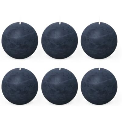 Spaas 6x Bougie Boule Rustique 80 mm 24h bleu foncé Spaas 6x Bougie Boule Rustique 80 mm 24h bleu foncé