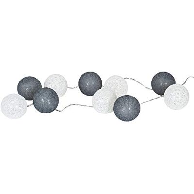 levandeo Guirlande lumineuse 10 boules LED en coton blanc gris levandeo Guirlande lumineuse 10 boules LED en coton blanc gris