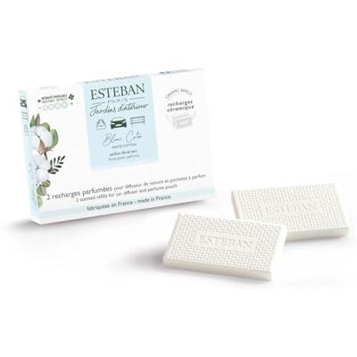 Esteban Recharge diffuseur pour voiture parfum blanc coton 2 pièces Esteban Recharge diffuseur pour voiture parfum blanc coton 2 pièces