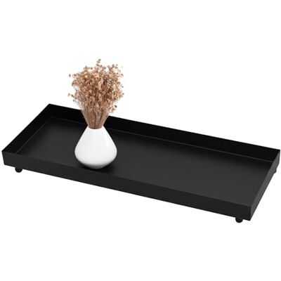 Spetebo Plateau à bougie rectangulaire en métal noir 40 x 15 cm Plateau décoratif avec bord Spetebo Plateau à bougie rectangulaire en métal noir 40 x 15 cm Plateau décoratif avec bord