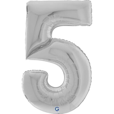 Grabo SRL Accessoire Décoration Fête Anniversaire Ballon Alu Argenté Chiffre 5 1,62 m Grabo SRL Accessoire Décoration Fête Anniversaire Ballon Alu Argenté Chiffre 5 1,62 m