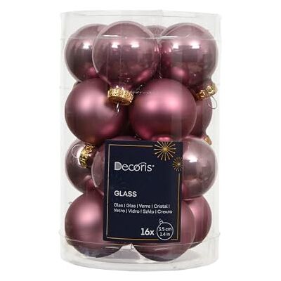 Kaemingk Lot de 16 boules de Noël en verre 3,5 cm Mat et brillant Petites boules de Noël pour Noël Décoration de Noël et décoration de sapin de Noël Rose vintage Kaemingk Lot de 16 boules de Noël en verre 3,5 cm Mat et brillant Petites boules de Noël pour Noël Décoration de Noël et décoration de sapin de Noël Rose vintage