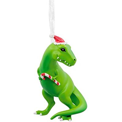 Hallmark Décoration de Noël dinosaure avec bonnet de Père Noël, résine, décoration amusante pour sapin Hallmark Décoration de Noël dinosaure avec bonnet de Père Noël, résine, décoration amusante pour sapin