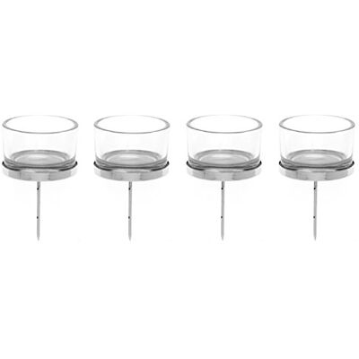 GLOREX 6 7021 001 Lot de 4 bougeoirs argentés avec photophore, env. 4 x 9 cm, pour la conception de compositions et couronnes GLOREX 6 7021 001 Lot de 4 bougeoirs argentés avec photophore, env. 4 x 9 cm, pour la conception de compositions et couronnes