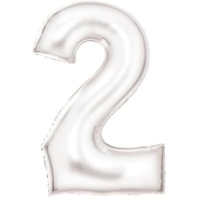 amscan Grand chiffre 2 Silk Lustre Ballon en aluminium blanc N34 emballé 86 cm amscan Grand chiffre 2 Silk Lustre Ballon en aluminium blanc N34 emballé 86 cm