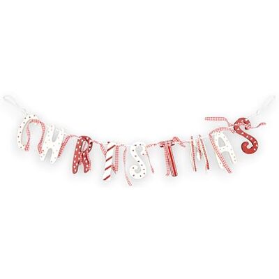 SHATCHI , Guirlande de Noël vintage en bois style campagnard rouge et crème 70 cm SHATCHI , Guirlande de Noël vintage en bois style campagnard rouge et crème 70 cm