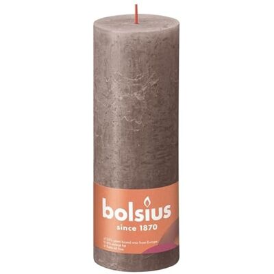 BOLSIUS Bougie pilier rustique taupe brillant 19 cm x 7 cm BOLSIUS Bougie pilier rustique taupe brillant 19 cm x 7 cm