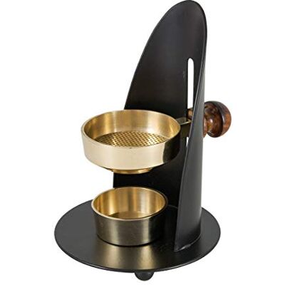 NKlaus Brûleur d'encens réglable en hauteur Support d'encens avec poignée en bois laqué noir doré pour encens Résines et encens Mode de fonctionnement Bougie chauffe-plat 3320 NKlaus Brûleur d'encens réglable en hauteur Support d'encens avec poignée en bois laqué noir doré pour encens Résines et encens Mode de fonctionnement Bougie chauffe-plat 3320