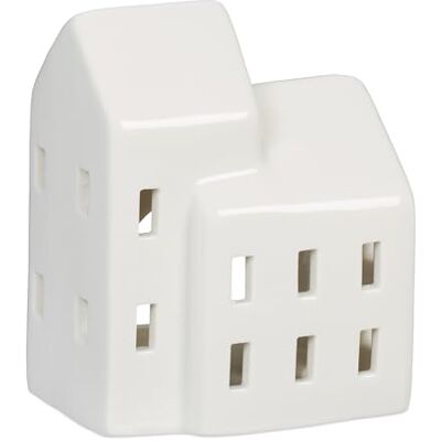Relaxdays Photophore en forme de maison, pour 1 bougie chauffe-plat, H x L x P : 9,5 x 7,5 x 6 cm, blanc Relaxdays Photophore en forme de maison, pour 1 bougie chauffe-plat, H x L x P : 9,5 x 7,5 x 6 cm, blanc