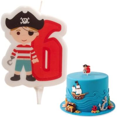dekora -345260 Bougie Pirate Bougie d'Anniversaire 2D du Pirate pour Gâteaux des Enfants Numero 6 dekora -345260 Bougie Pirate Bougie d'Anniversaire 2D du Pirate pour Gâteaux des Enfants Numero 6