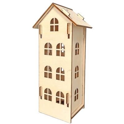 Ideen mit Herz Maison décorative en bois Naturel Maisons miniatures à assembler pour bougie chauffe-plat LED à suspendre 7 cm x 5,6 cm x 15,5 cm Ideen mit Herz Maison décorative en bois Naturel Maisons miniatures à assembler pour bougie chauffe-plat LED à suspendre 7 cm x 5,6 cm x 15,5 cm