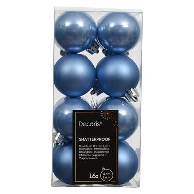 Kaemingk Lot de 16 boules de Noël en plastique 4 cm Petites et incassables Boules de Noël pour Noël Décoration de sapin de Noël et décoration de sapin de Noël Bleu ciel Kaemingk Lot de 16 boules de Noël en plastique 4 cm Petites et incassables Boules de Noël pour Noël Décoration de sapin de Noël et décoration de sapin de Noël Bleu ciel
