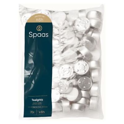 Spaas Theelichten zak x70, ± 6 uur wit, 70 pieces Spaas Theelichten zak x70, ± 6 uur wit, 70 pieces
