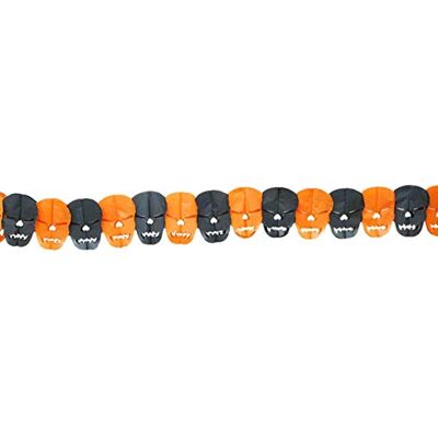 FIESTAS GUIRCA Guirlande de crâne orange grise pour décoration d'Halloween 300 cm FIESTAS GUIRCA Guirlande de crâne orange grise pour décoration d'Halloween 300 cm
