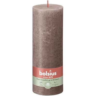 BOLSIUS Bougie pilier rustique taupe brillant 19 cm x 7 cm BOLSIUS Bougie pilier rustique taupe brillant 19 cm x 7 cm