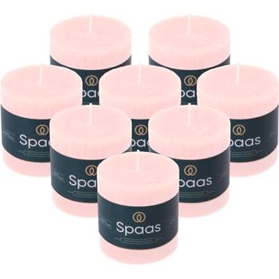 Spaas 8x Bougie Pilier Rustique 70/70 mm 25h rose clair Spaas 8x Bougie Pilier Rustique 70/70 mm 25h rose clair