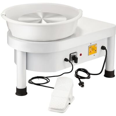VEVOR Mophorn Tour Poterie Électrique 280W, 25cm Roue Potier Céramique 0-300 TR/Min 220V Tour Potier Professionnel 8PCS Outils de Sculpture Argile Poterie CE Pédale et Bassin Détachable Blanc VEVOR Mophorn Tour Poterie Électrique 280W, 25cm Roue Potier Céramique 0-300 TR/Min 220V Tour Potier Professionnel 8PCS Outils de Sculpture Argile Poterie CE Pédale et Bassin Détachable Blanc