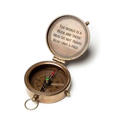 DRAKENSBERG DR00050 Miles Boussole en laiton avec cadran solaire, design vintage DRAKENSBERG DR00050 Miles Boussole en laiton avec cadran solaire, design vintage