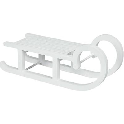 Spetebo Petit traîneau décoratif en bois blanc – 30 cm x 10 cm – Luge en bois pour bricolage et décoration – Décoration de Noël miniature Luge Avent, hiver, Noël Spetebo Petit traîneau décoratif en bois blanc – 30 cm x 10 cm – Luge en bois pour bricolage et décoration – Décoration de Noël miniature Luge Avent, hiver, Noël