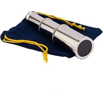 NKlaus Télescope en laiton nickelé 15x3,3 cm dans un sac en tissu Décoration nautique 16102 NKlaus Télescope en laiton nickelé 15x3,3 cm dans un sac en tissu Décoration nautique 16102