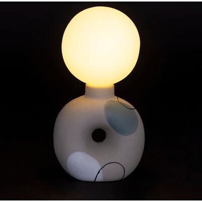 Tivoli Lampe globe LED à piles en grès h. 18 cm, base avec trou Tivoli Lampe globe LED à piles en grès h. 18 cm, base avec trou