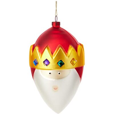 Alessi AMJ13 8 Gaspare Boule de Sapin de Noël du Roi Mage Gaspard en Verre Soufflé, Décorée à La Main, Rouge Alessi AMJ13 8 Gaspare Boule de Sapin de Noël du Roi Mage Gaspard en Verre Soufflé, Décorée à La Main, Rouge