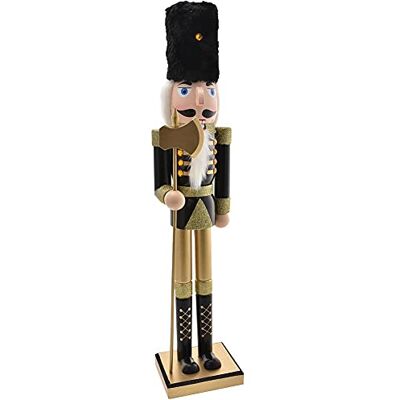 BAKAJI Soldat Casse-Noisette de Noël en Bois Géant Hauteur 106 cm Robes Peintes Barbe et Cheveux en Peluche avec Mécanisme de Travail Décorations de Noël (Design 2) BAKAJI Soldat Casse-Noisette de Noël en Bois Géant Hauteur 106 cm Robes Peintes Barbe et Cheveux en Peluche avec Mécanisme de Travail Décorations de Noël (Design 2)