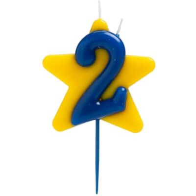dekora Bougie d'anniversaire de solidarité Bougies spéciales en forme d'étoile – Bougies de vœux doubles pour aider les enfants malades – Numéro 2 dekora Bougie d'anniversaire de solidarité Bougies spéciales en forme d'étoile – Bougies de vœux doubles pour aider les enfants malades – Numéro 2