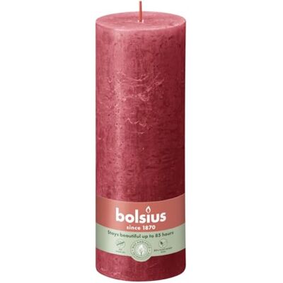 BOLSIUS Bougie pilier rouge rustique délicate 19 cm x 7 cm BOLSIUS Bougie pilier rouge rustique délicate 19 cm x 7 cm