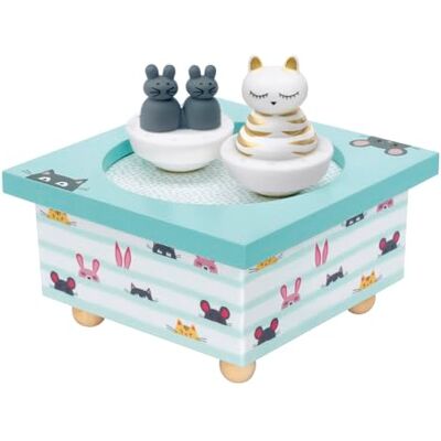 Trousselier Spieluhr mit tanzenden Katze und Maus, magnetisch Trousselier Spieluhr mit tanzenden Katze und Maus, magnetisch