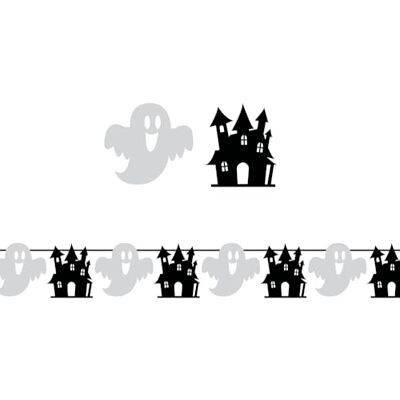 FIESTAS GUIRCA Guirlande fantômes et châteaux (300 cm) Décoration d'Halloween et de fêtes à thème Idéal pour célébrations et événements Accessoire de décoration Blanc et noir FIESTAS GUIRCA Guirlande fantômes et châteaux (300 cm) Décoration d'Halloween et de fêtes à thème Idéal pour célébrations et événements Accessoire de décoration Blanc et noir