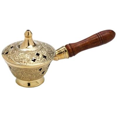 NKlaus Encensoir avec poignée en bois pour encens mélange d'encens encensoir laiton or massif travail manuel décoration ésotérique 7538 NKlaus Encensoir avec poignée en bois pour encens mélange d'encens encensoir laiton or massif travail manuel décoration ésotérique 7538