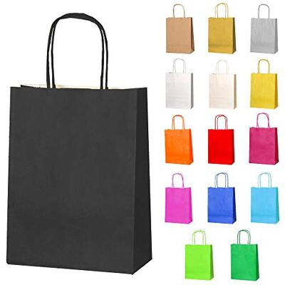 Thepaperbagstore 10 Petite sacs papier Noirs anses torsadées 18x22x8cm Sacs kraft colorés pour bonbons, cadeaux, mariages, anniversaires, fêtes et événements Thepaperbagstore 10 Petite sacs papier Noirs anses torsadées 18x22x8cm Sacs kraft colorés pour bonbons, cadeaux, mariages, anniversaires, fêtes et événements
