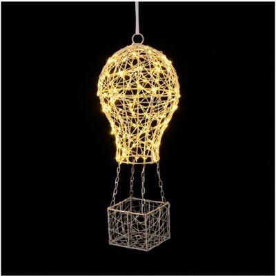 Tivoli Montgolfière lumineuse de Noël, 20 microLED en résine époxy, blanc chaud, usage intérieur, structure en fer, 17 x 17 x 45 cm Tivoli Montgolfière lumineuse de Noël, 20 microLED en résine époxy, blanc chaud, usage intérieur, structure en fer, 17 x 17 x 45 cm