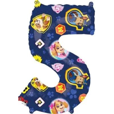 amscan - Paw Patrol Ballon en aluminium en forme de chiffre 5, 4213901, Bleu amscan - Paw Patrol Ballon en aluminium en forme de chiffre 5, 4213901, Bleu