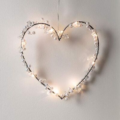 Lights4fun Cœur Lumineux à Micro LED Blanc Chaud à Piles Orné de Perles Lights4fun Cœur Lumineux à Micro LED Blanc Chaud à Piles Orné de Perles