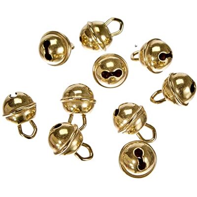 Rayher Clochette déco en métal (forme boule) grelot noël 9mmø 10 pcs or, 2503006 Rayher Clochette déco en métal (forme boule) grelot noël 9mmø 10 pcs or, 2503006