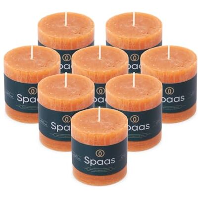 Spaas 8x Bougie Pilier Rustique 70/70 mm 25h orange Spaas 8x Bougie Pilier Rustique 70/70 mm 25h orange