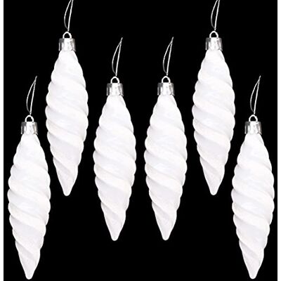 Christmas Concepts ® Lot de 6 grandes boules de Noël en forme de spirale 110 mm Brillantes et pailletées Décorations pour sapin de Noël (Blanc) Christmas Concepts ® Lot de 6 grandes boules de Noël en forme de spirale 110 mm Brillantes et pailletées Décorations pour sapin de Noël (Blanc)