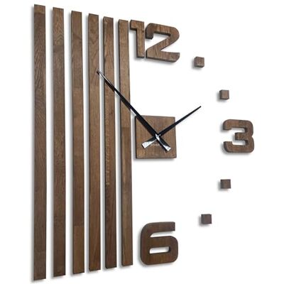 FLEXISTYLE Horloge murale DIY en bois de chêne à lamelles Grande horloge murale 3D Design moderne EKO Sticker mural décoratif pour bureau, salon, chambre à coucher (XXL 100 cm, marron, FLEXISTYLE Horloge murale DIY en bois de chêne à lamelles Grande horloge murale 3D Design moderne EKO Sticker mural décoratif pour bureau, salon, chambre à coucher (XXL 100 cm, marron,