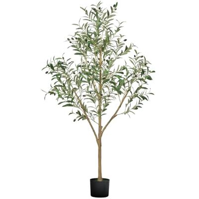 VEVOR Arbre artificiel d'olivier haut de 1524 mm en PE pour décoration arbre vert plante fausse plante pour maison, bureau, hôtel, centre commercial, intérieur et extérieur, pot noir VEVOR Arbre artificiel d'olivier haut de 1524 mm en PE pour décoration arbre vert plante fausse plante pour maison, bureau, hôtel, centre commercial, intérieur et extérieur, pot noir