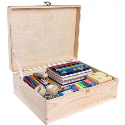 Creative Boite de Rangement en Bois avec Fermoir 40 x 30 x 14 cm (+/- 1 cm) Non Peint et Brut Coffre de Rangement Noël Boite en Bois Coffret Bois Boite Cadeau Noel Boîte Creative Boite de Rangement en Bois avec Fermoir 40 x 30 x 14 cm (+/- 1 cm) Non Peint et Brut Coffre de Rangement Noël Boite en Bois Coffret Bois Boite Cadeau Noel Boîte
