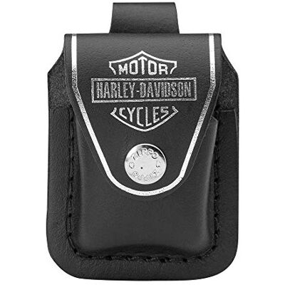 Zippo Gürteltasche für Sturmfeuerzeuge Harley Davidson Design Schwarz Leder Praktische Tasche mit Clip Zippo Gürteltasche für Sturmfeuerzeuge Harley Davidson Design Schwarz Leder Praktische Tasche mit Clip