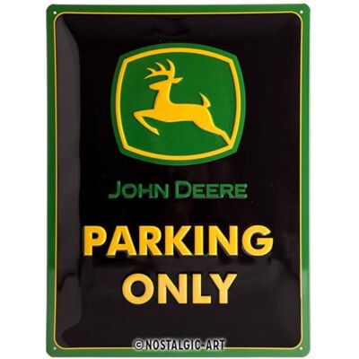 ART Plaque rétro, 30 x 40 cm, John Deere – Parking Only – Idée cadeau pour fans des tracteurs, Official License Product (OLP), en métal, design vintage ART Plaque rétro, 30 x 40 cm, John Deere – Parking Only – Idée cadeau pour fans des tracteurs, Official License Product (OLP), en métal, design vintage