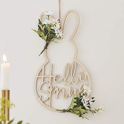 Ginger Ray Couronne de Pâques en bois pour porte de lapin Daisy Crazy, 36 cm (H) x 20 cm (l) Ginger Ray Couronne de Pâques en bois pour porte de lapin Daisy Crazy, 36 cm (H) x 20 cm (l)