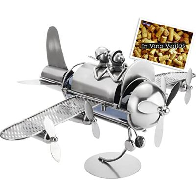 BRUBAKER Porte-Bouteille de Vin décoratif Sculpture en Métal Idée Cadeau Couple en Avion BRUBAKER Porte-Bouteille de Vin décoratif Sculpture en Métal Idée Cadeau Couple en Avion