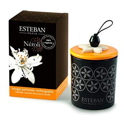Esteban Paris Bougie décorative parfumée rechargeable NEROLI 170g avec bouchon en céramique scented candle NER-024 Esteban Paris Bougie décorative parfumée rechargeable NEROLI 170g avec bouchon en céramique scented candle NER-024