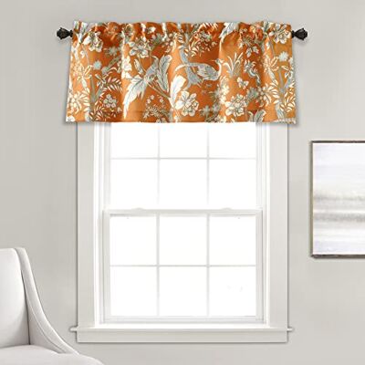 Lush Decor Dolores Rideau de fenêtre filtrant la lumière, 132,1 x 45,7 cm (l x L), cantonnière en toile, motif oiseaux et fleurs, style cottage, maximaliste et décoration d’intérieur, Orange vif/Gris Lush Decor Dolores Rideau de fenêtre filtrant la lumière, 132,1 x 45,7 cm (l x L), cantonnière en toile, motif oiseaux et fleurs, style cottage, maximaliste et décoration d’intérieur, Orange vif/Gris