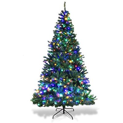COSTWAY Sapin de Noël Artificiel Pré-éclairé, Arbre de Noël 11 Modes d'Eclairage 500 Lumières LED Multicolores 1570 Branches en PVC Support en Métal Pliable, Décoration pour Maison Magasin (210CM) COSTWAY Sapin de Noël Artificiel Pré-éclairé, Arbre de Noël 11 Modes d'Eclairage 500 Lumières LED Multicolores 1570 Branches en PVC Support en Métal Pliable, Décoration pour Maison Magasin (210CM)